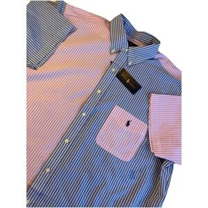 POLO RALPH LAUREN Seersucker Color Blocked‎ Striped Short Sleeved Men's XLT NWT
